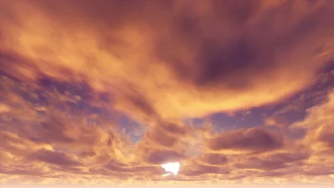 Fiery golden epic dramatic dusk sunset clouds timelapse seamless loop Stock Footage 154738450