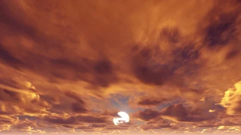 Fiery golden epic dramatic dusk sunset clouds timelapse seamless loop Stock Footage 154738554