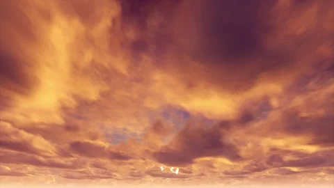 Fiery golden epic dramatic dusk sunset clouds timelapse seamless loop Stock Footage 154739746