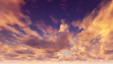 Fiery golden epic dramatic dusk sunset clouds timelapse seamless loop Stock Footage 154740108
