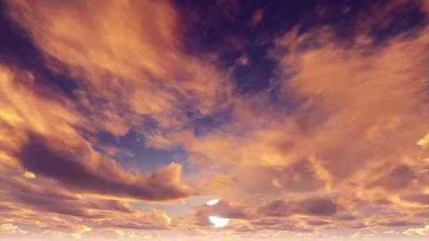 Fiery golden epic dramatic dusk sunset clouds timelapse seamless loop Stock Footage 154740192