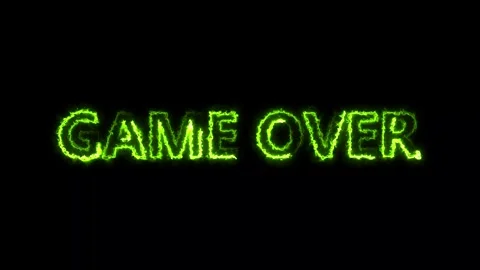 Fiery Green Game Over Text Animation Glowing Effect on Black Background gam.. Stock Footage 338371782