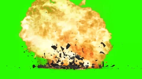 Fiery Ground Explosion With Debris Green Screen Chroma Key VFX Stock Footage 340676233