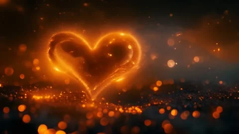 A fiery heart around dust particles with a bokeh effect, a yellow-gold comp.. 動画素材 273953117