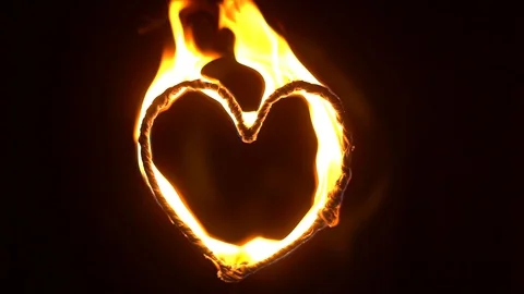 Fiery Heart. A Heart Shape Glowing With Fire. The Video Was Shot Late At Nigh Stock-Footage 128426469