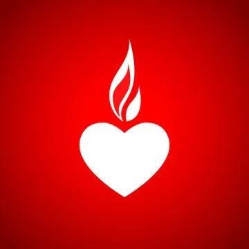 Fiery Heart in Red Background. Isolated Vector Illustration Stock Illustration