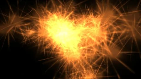 Fiery heart shape pulses with radiant orange sparks イラスト素材