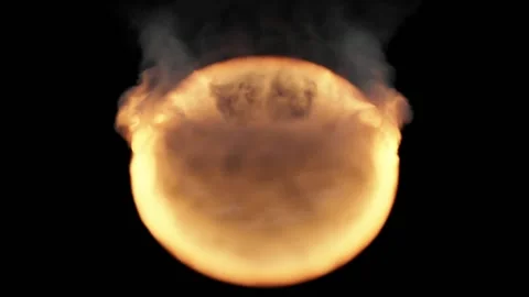 The fiery hemisphere sways on a black background. Rotating fire portal. Stock Footage 170098801