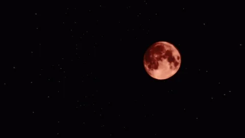 Fiery, hot planet (moon), Reflects in water, pond. Planet evaporation. Stock Footage 85688026