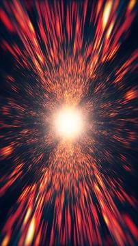 Fiery Hyperspace Light Burst Abstract Explosive Speed Tunnel Stock Illustration