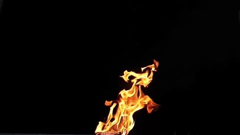 Fiery Igniting Flame Blazing Upward Isolated Black Background Stock Footage 340676239