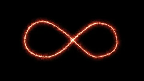 Fiery infinity symbol on dark black background. Fiery infinity icon for ete.. Stock Footage 337814918