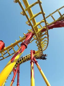 Fiery Inverted Roller Coaster Stock Photos