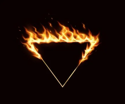 Fiery Inverted Triangle on Black Background Stock Illustration