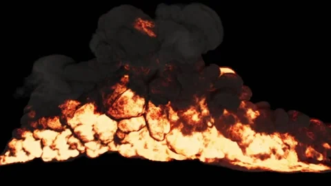 A fiery jet flies from left to right on a black background, falls and turns into Stock Footage 173583729