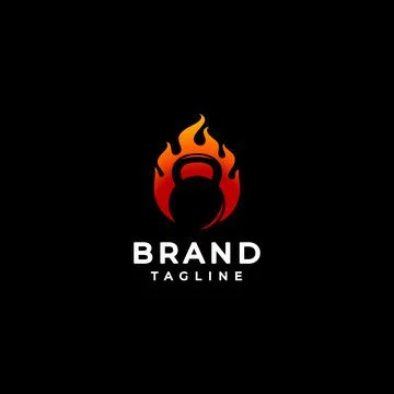Fiery Kettlebells Logo Design Stock Illustration