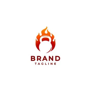 Fiery Kettlebells Logo Design Stock Illustration