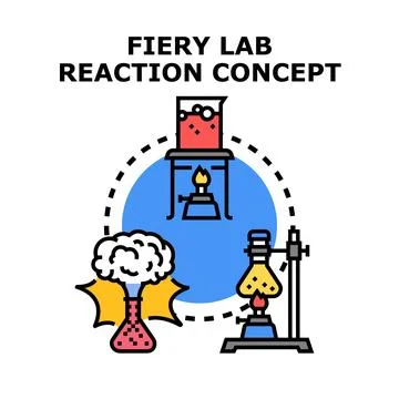 Fiery lab reactions generating scientific discoveries concept Stock Illustration