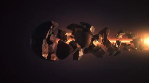 Fiery laser destroying the sphere 3d illustration Stock Illustration