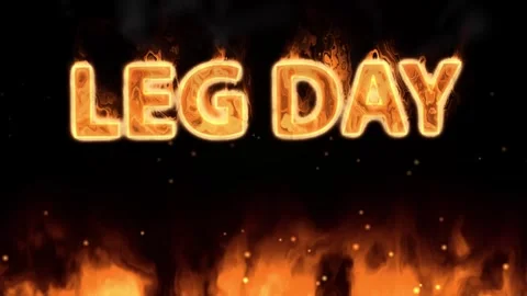 Fiery Leg Day Text Animation with Ground Flames and Rising Embers Stock Footage 344835039