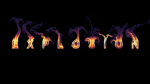 Fiery letters of flame, explosion of fire with alpha Stock Footage 24616667