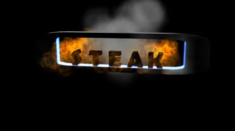 Fiery Letters, "Steak"  Looping Stock Footage 33825924