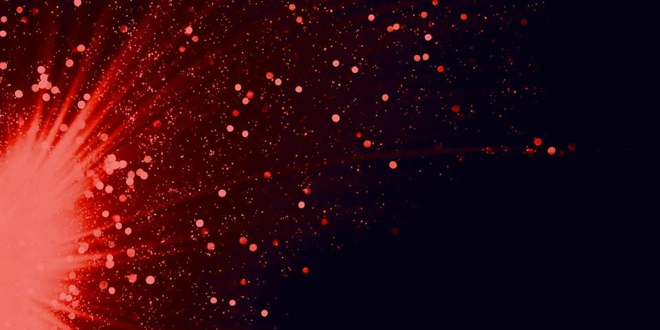 Fiery light trails Red light effect black background glittering stars Red eff Stock Illustration