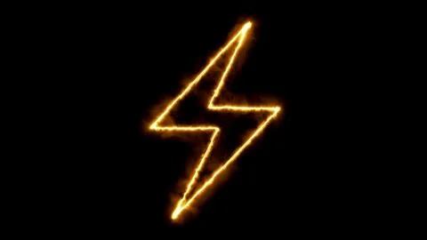 Fiery lightning sign on a black background. Stock-Illustration