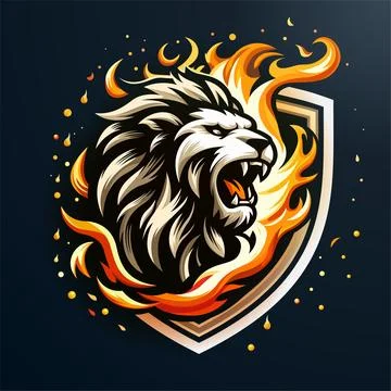 Fiery lion head vector design Stock Illustration