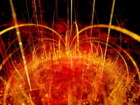 Fiery magnetic force field with magnetization lines Ilustração Stock