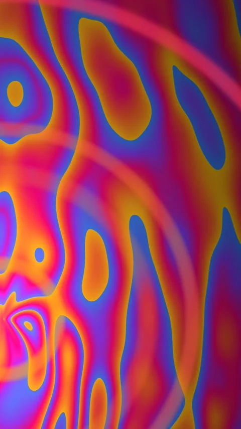 Fiery Marble Swirl Loop Vivid Orange Blue Abstract Motion Background Stock Footage 345649074