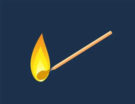 Fiery Matchstick in Diagonal angle Stock Illustration