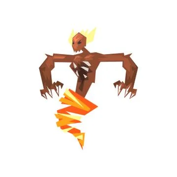 Fiery monster, devil character vector Illustration on a white background 스톡 일러스트