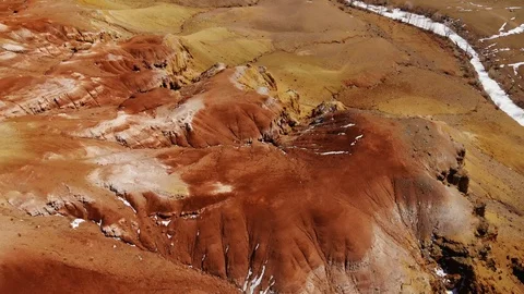 Fiery mountains in spring near Mongolian border Stock Footage 107980780
