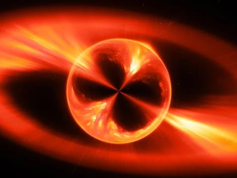 Fiery mysterios object in space gamma ray burst Illustrazione stock