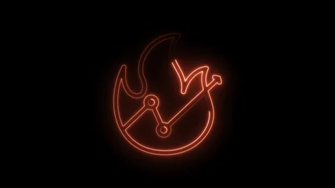 Fiery Neon Graph Icon Symbolizing Growth Success and Hot Trends on Black Stock Footage 333960756