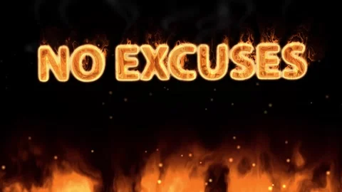 Fiery No Excuses Text Animation Over Burning Ground Flames and Sparks Stock Footage 345707606