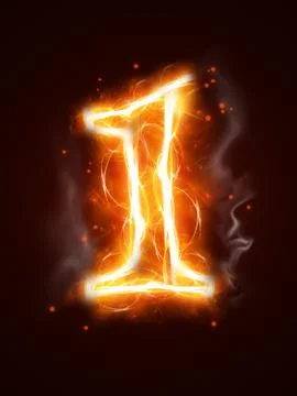 Fiery number 1 Stock Illustration