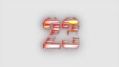 Fiery number 23 with glitch effect and alpha channel, number twenty-three Stock Footage 278025588
