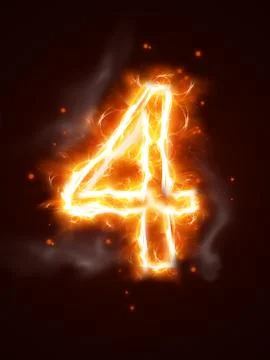 Fiery number 4 Illustrazione stock