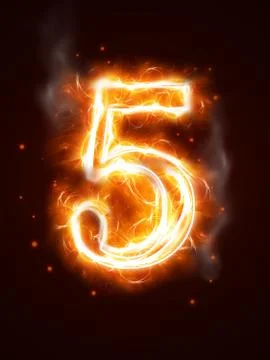 Fiery number 5 Stock Illustration