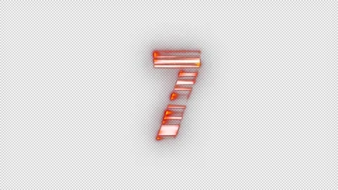 Fiery number 7 with glitch effect and alpha channel, number seven Stock Footage 278022691