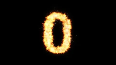 A fiery number zero 0 on a black background, a countdown animation in the for Stock Footage 327454044
