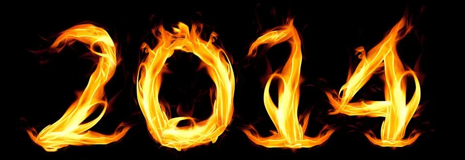 Fiery numbers. happy new year 2014 Stock Photos