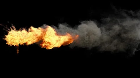 Fiery Oil Fire Burning and Dense Smoke Rising Seamless Loop Stock Footage 259211696