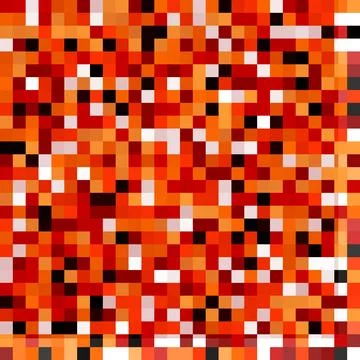 Fiery Orange and Red Pixel Art Seamless Pattern with High Contrast 스톡 일러스트