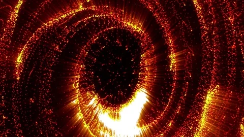 Fiery orange and yellow particle vortex swirling in darkness Stock Footage 329164152