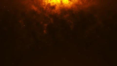 Fiery orange cloud and smoke texture with glowing sparks on a dark backgrou.. Illustrazione stock
