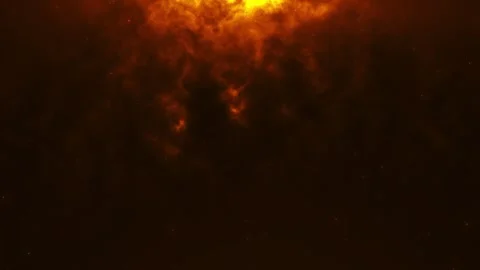 Fiery orange cloud background, 4K 60fps seamless loop with dark smoke, glow.. 動画素材 336784357