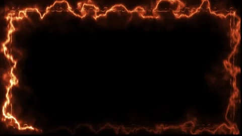 Fiery orange electric energy border flashing with glowing neon plasma sparks. Vídeo Stock 334908463